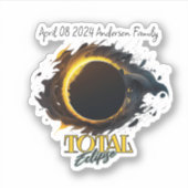 Sticker Total Éclipse solaire 8 avril 2024 Nom de famille (Devant)