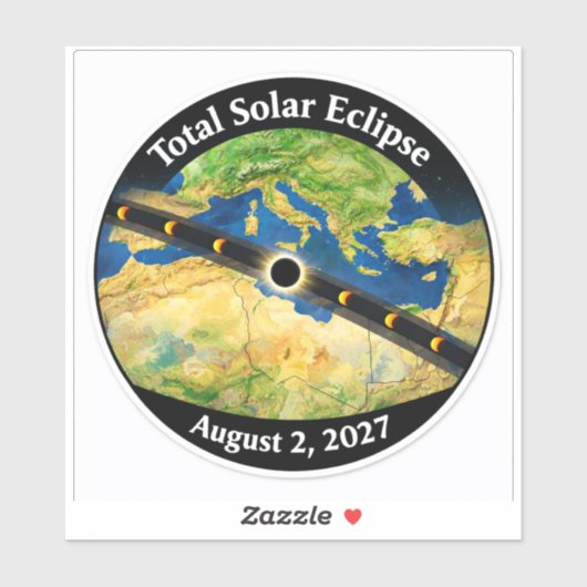 Sticker Total Solar Eclipse 2027 Map (Feuille)