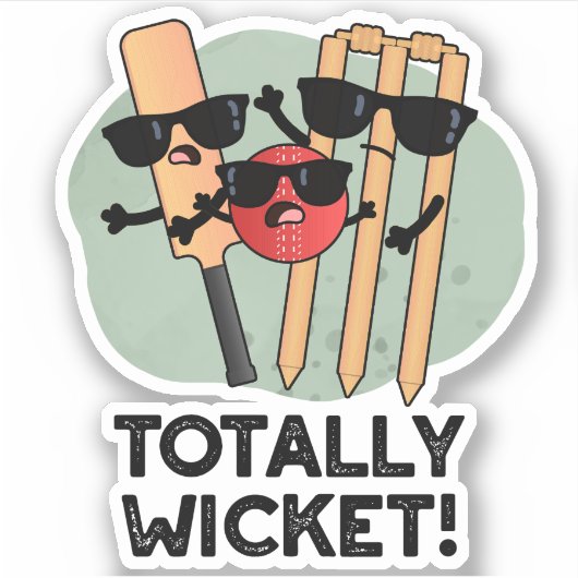 Sticker Totalement Wicket Funny Sports Cricket Pun (Devant)