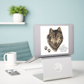 Sticker Totem du loup, Symbole inspirationnel du guide ani (Ordinateur portable sur le bureau)