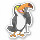 Sticker Toucan at Music with Microphone (Devant)