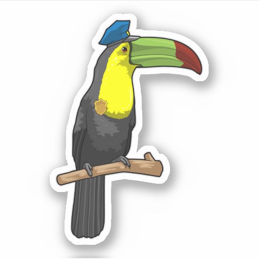 Sticker Toucan en tant que policier (Devant)
