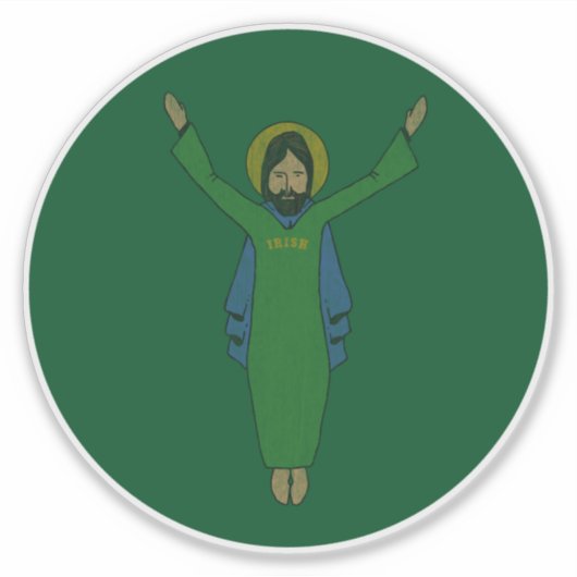 Sticker Touchdown Jésus Vintage Perdu Vert foncé (Devant)