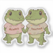 Sticker Toujours Ensemble : Couple de Crocodiles Mignons (Devant)