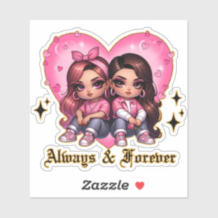 Sticker Toujours & Forever Meilleurs amis filles cadeau