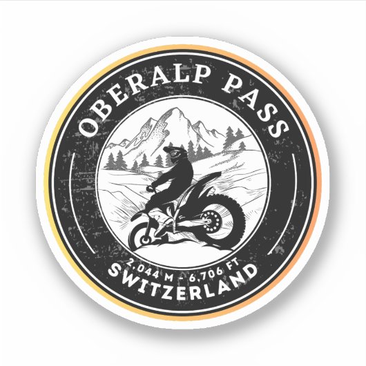 Sticker Tour de moto Oberalp Pass alpes suisses (Devant)