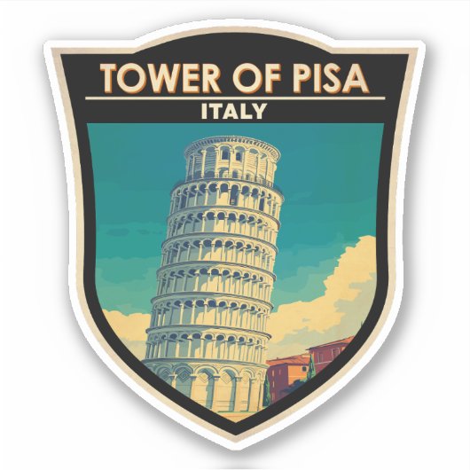 Sticker Tour de Pise Italie Voyage Art Vintage (Devant)