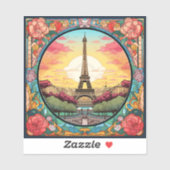 Sticker Tour Eiffel Paris Paris Floral (Feuille)