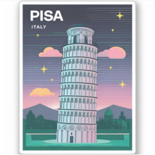 Sticker Tour penchée Neon Synthwave 80s Retro Pise Italie