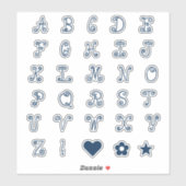 Sticker Tourbillonnant Marine bleu Police Alphabet Initial (Feuille)