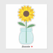 Sticker Tournesol À Mason Jar (Feuille)