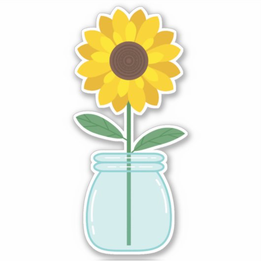 Sticker Tournesol À Mason Jar (Devant)