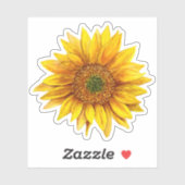 Sticker Tournesol aquarelle. Fleur rustique. Pays (Feuille)