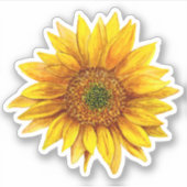 Sticker Tournesol aquarelle. Fleur rustique. Pays (Devant)
