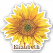 Sticker Tournesol aquarelle. Fleur rustique. Pays (Devant)