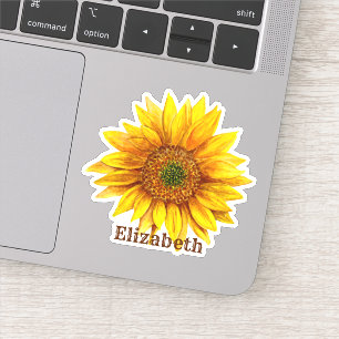 Sticker Tournesol aquarelle. Fleur rustique. Pays