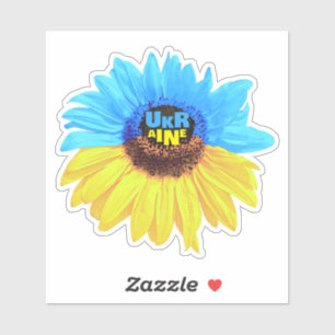 Sticker Tournesol aquarelle Ukraine drapeau bleu jaune