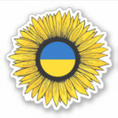 Sticker Tournesol avec drapeau ukrainien (Devant)