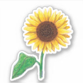 Sticker Tournesol avec feuille verte et tige (Devant)