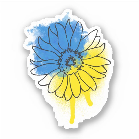 Sticker Tournesol bleu et jaune à l'ukrainienne (Devant)