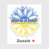 Sticker Tournesol bleu et jaune avec inscription Ukraine (Feuille)