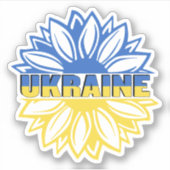 Sticker Tournesol bleu et jaune avec inscription Ukraine (Devant)