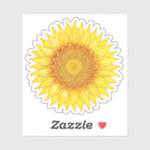 Sticker Tournesol coloré Mandala jaune (Feuille)