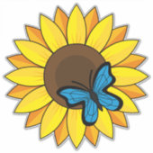 Sticker Tournesol et papillon bleu (Devant)
