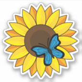 Sticker Tournesol et papillon bleu (Devant)