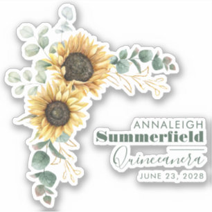 Sticker Tournesol Eucalyptus Quinceañera 15 ans Anniversai
