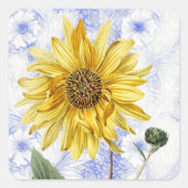 Sticker Tournesol Fleur vintage (Devant)