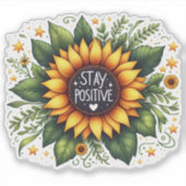 Sticker Tournesol fleurit avec un message positif (Devant)