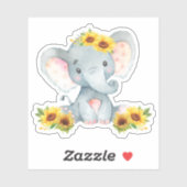 Sticker Tournesol floral mignonne bébé éléphant coupé Viny (Feuille)