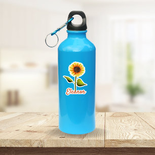Sticker Tournesol jaune heureux personnalisé avec nom