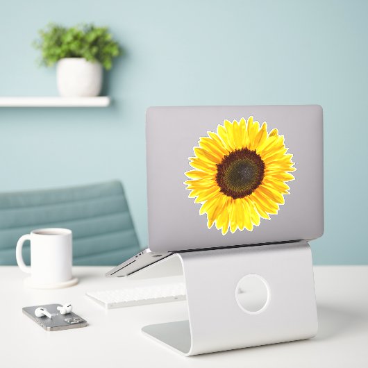 Sticker Tournesol jaune vif (Ordinateur portable sur le bureau)