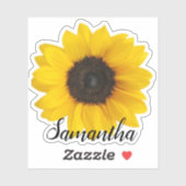 Sticker Tournesol jaune vif portant le nom | Vinyl (Feuille)