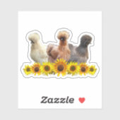 Sticker Tournesol Silkie Bantam Chicken Trio (Feuille)