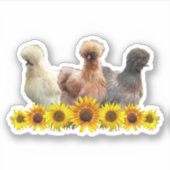 Sticker Tournesol Silkie Bantam Chicken Trio (Devant)