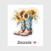 Sticker Tournesols et bottes de cowboy étanches (Feuille)