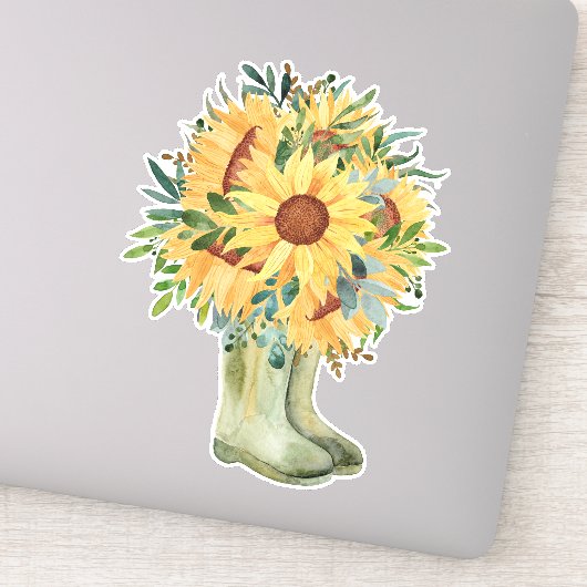 Sticker Tournesols et bottes rustiques (Détail)
