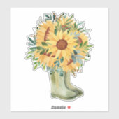 Sticker Tournesols et bottes rustiques (Feuille)