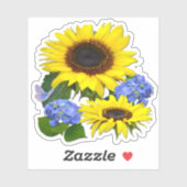 Sticker Tournesols et Hydrangeas Contour (Feuille)