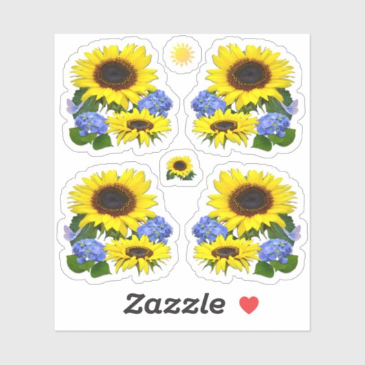 Sticker Tournesols et hydrangées (Feuille)