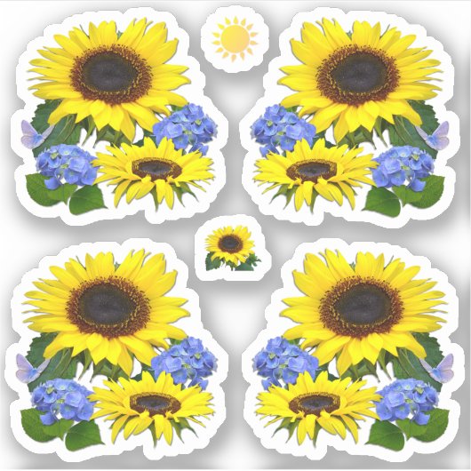 Sticker Tournesols et hydrangées (Devant)