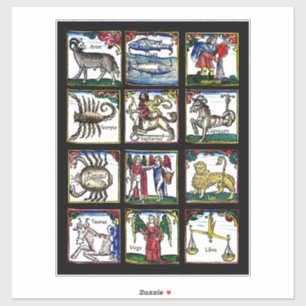 Sticker tous les 12 signes zodiaques Symboles astrologique