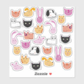 Sticker Tous les animaux de compagnie mignons animal (Feuille)