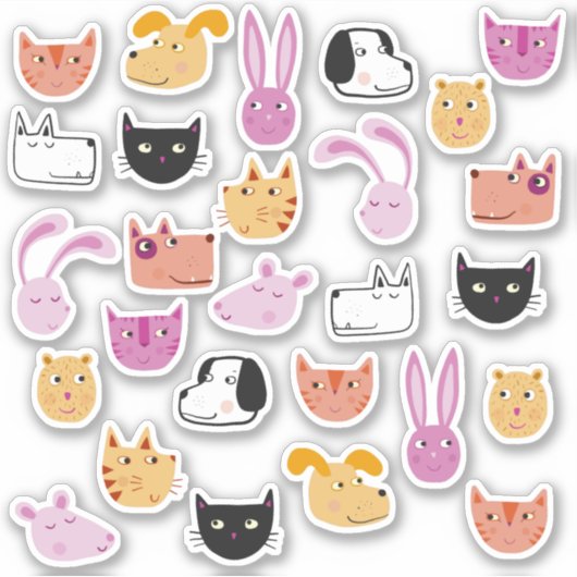 Sticker Tous les animaux de compagnie mignons animal (Devant)