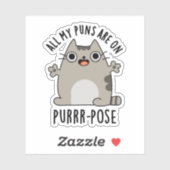 Sticker Tous Mes Puns Sont Sur Un Pun De Chat Drôle En Poi (Feuille)