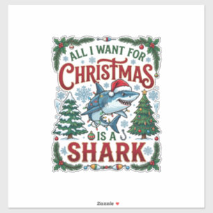Sticker Tous Veulent des Arbres de Noël Requin