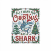 Sticker Tous Veulent des Arbres de Noël Requin (Devant)